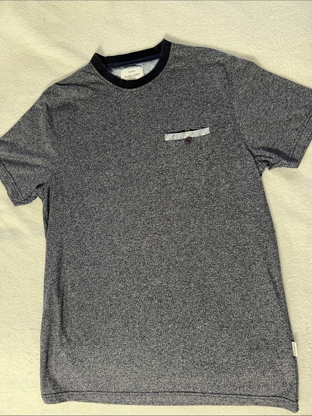 Peter Millar Heathered Navy Short Sleeve Pocket Tee